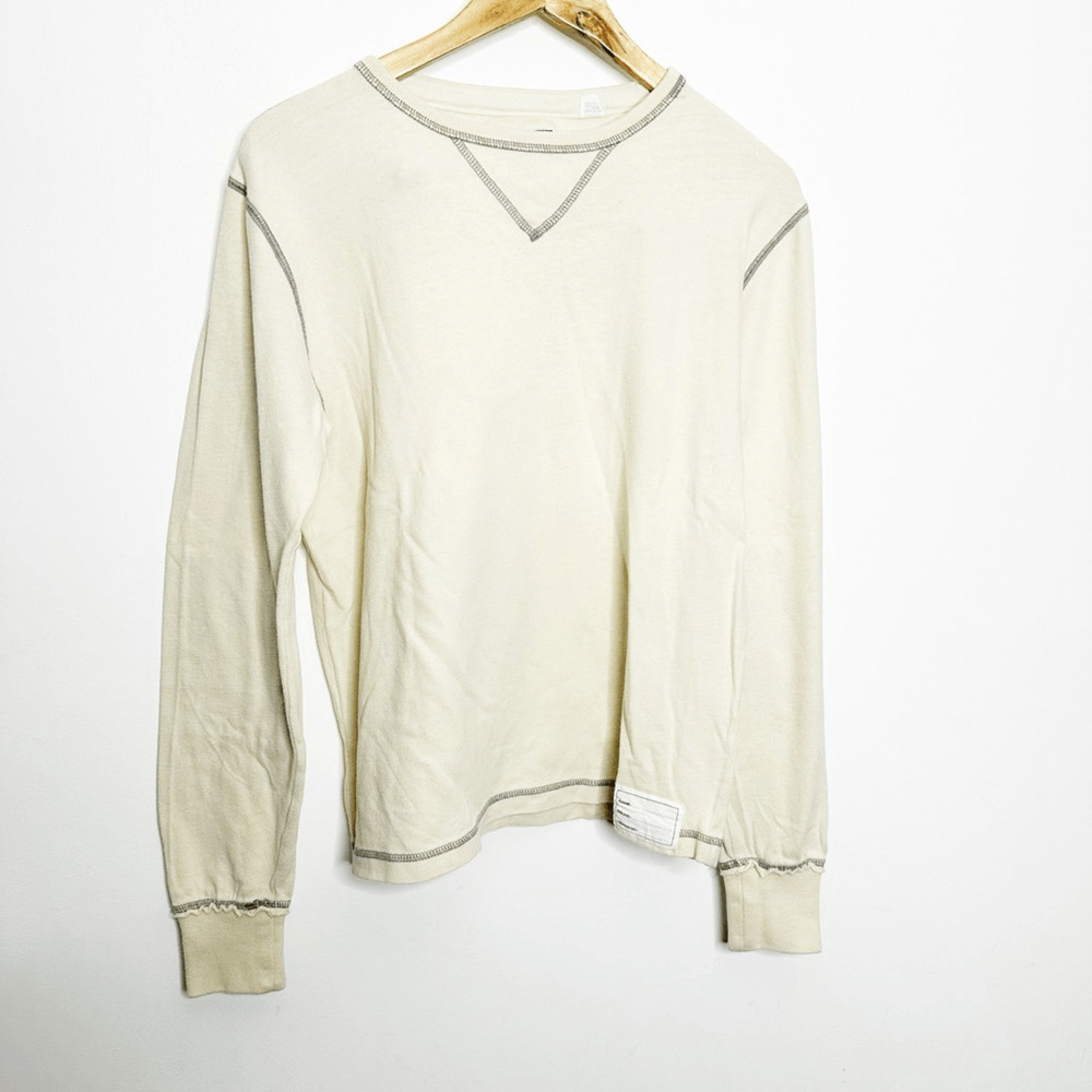 GANT X MICHAEL BASTIAN Cotton Long Sleeve T shirt cream contrast stitch Men's S - Picture 2 of 9